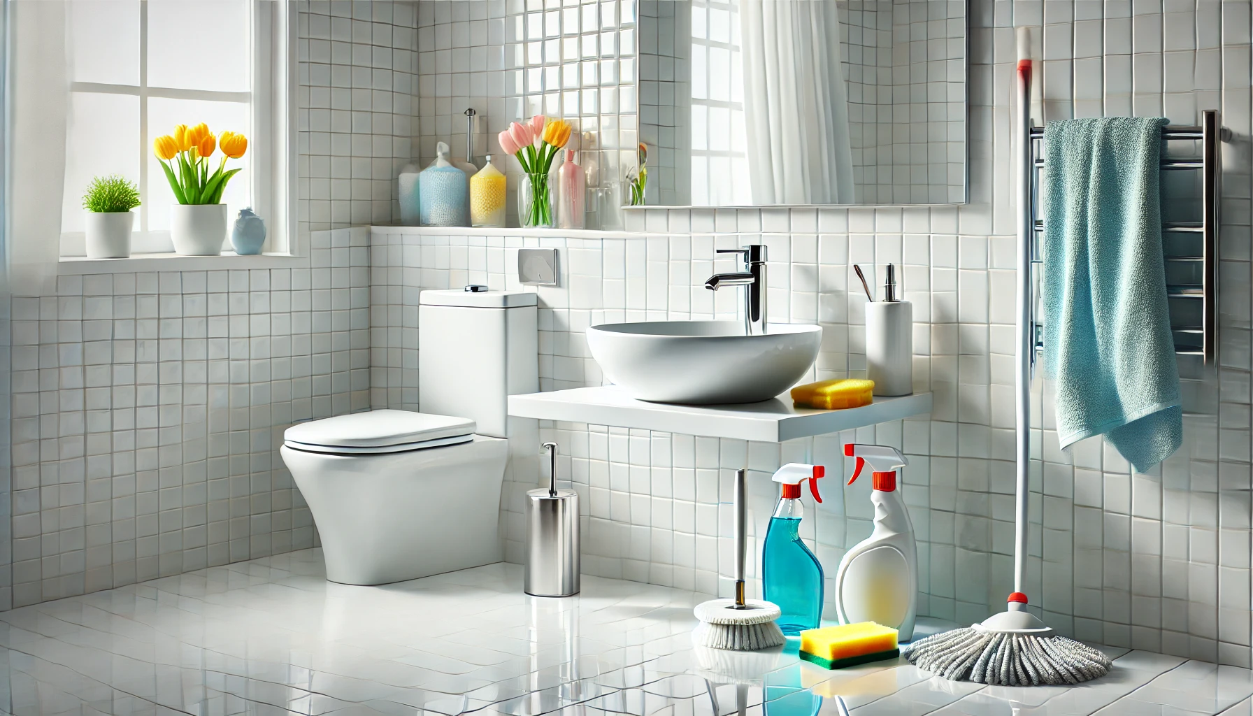 pulizia bagno di casa - La Fenice Servizi
